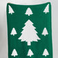 Dark Green Colorblock Christmas Tree Printed Blanket