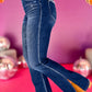 Dirty blue Plus Size High Waist Side Slits Flare Jeans