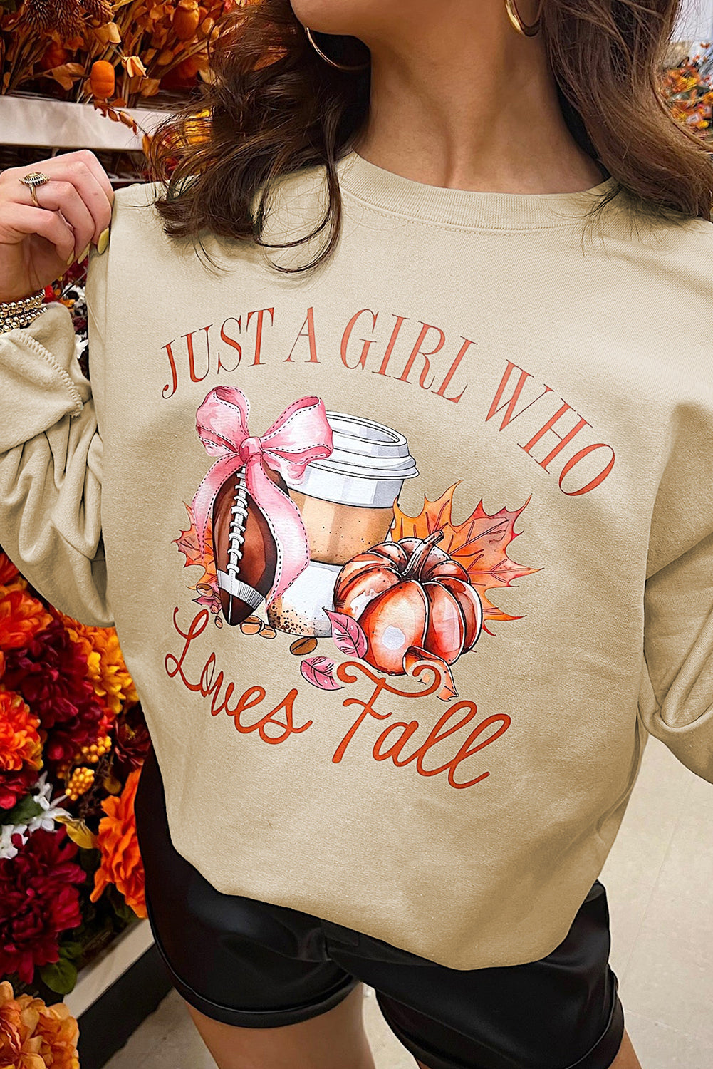 Parchment Just a Girl Who Loves Fall Printed Sweatshirt