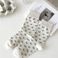 White Bow Knots Ribbed Edge Crew Socks