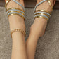 Gold Clip Toe Pointed Toe Strappy Flat Slippers