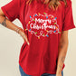 Red Merry Christmas Lights Print Crew Neck T Shirt