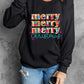 Black Merry Christmas Painted Crew Neck Graphic Sweatshirt