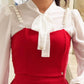 2 Pieces Sweetheart Neck Pearl Decor Spaghetti Strap Crop Top and Casual A Line Long Skirt Set