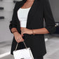 Notched Collar Roll Up Sleeve Blazer Coat