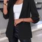 Notched Collar Roll Up Sleeve Blazer Coat