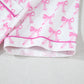 Pink Bowknot Printed Short Sleeve and Ruffled Shorts Valentines Pajama Set