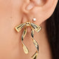 Gold Bow Knot Plated Alloy Stud Earrings