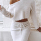 Skew Neck Fuzzy Knit Sweater & Skirt Set