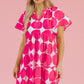 Rose Polka Dot Flutter Sleeve Notched Neck Tiered Flowy Dress