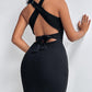 Crisscross Backless Tied Detail Ribbed Dress