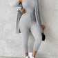 3PCS Round Neck Tank Top & Drawstring Pants Set With Coat