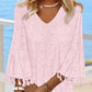 Polka Dot V Neck Bell Sleeve Mini Dress Casual Loose Fit Dress