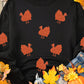 Black Glittering Turkey Graphic Drop Shoulder Thanksgiving Sweatshirt