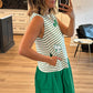 Green Stripe Sequin Clover Patched Contrast Skirt Patchwork Mini Dress