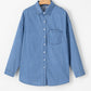 Beau Blue Solid Color Oversized Patched Pocket Buttoned Shirt