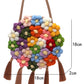 Coffee Colorful Flower Crochet Tasseled Shoulder Bag