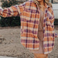 Multicolour Plus Size Plaid Print Collared Button up Jacket