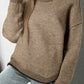 Pale Khaki Contrast Trim Mock Neck Drop Shoulder Sweater