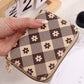 Khaki Flower Checkered PU Leather Wallet