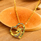 Gold Unicorn Hollow Out Heart Shape Rhinestone Pendant Necklace