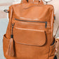 Brown Tassel Decor Retro PU Large Capacity Backpack