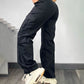 Pocket Design Button Front Cargo Pants Casual High Waisted Cuffed Pants