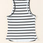 White Striped Print Ribbed O-neck Sleeveless Top