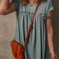 Mist Green Frilled Gathered Seam Round Neck T Shirt Dress