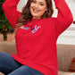 Fiery Red Tinsel merry Pattern Drop Shoulder Plus Size Sweater