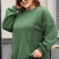 Blackish Green Loose Patchwork Crewneck Plus Size Sweatshirt