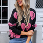 Black Valentine Bowknot Knitted Round Neck Fashion Sweater