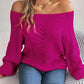 Off Shoulder Lantern Sleeve Knit Sweater