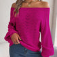 Off Shoulder Lantern Sleeve Knit Sweater