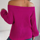 Off Shoulder Lantern Sleeve Knit Sweater