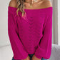 Off Shoulder Lantern Sleeve Knit Sweater