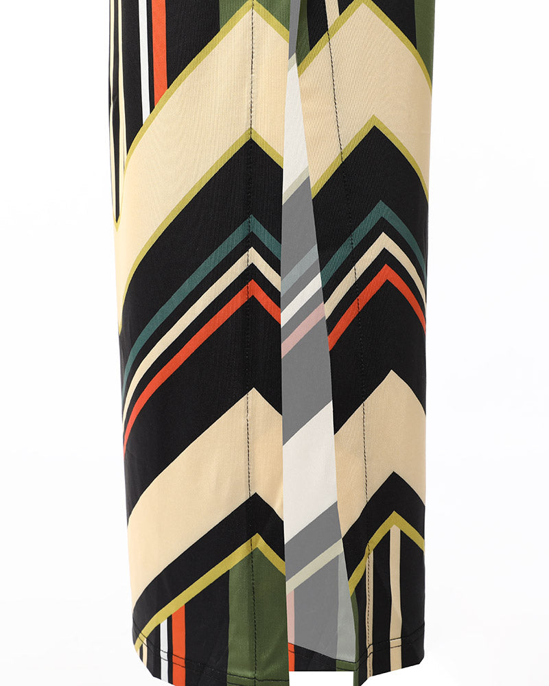 Colorful Striped Print Side Slit Maxi Dress