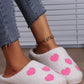 Pink Heart Pattern Valentines Fuzzy Winter Slippers