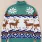 Canton Christmas Reindeer Snowflake Colorblock Turtleneck Sweater