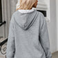 Gray Quilted Kangaroo Pocket Drawstring Hoodie