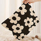 Black Colorful Flower Printed Rib Textured Cosmetic Bag