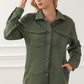 Green Retro Quilted Flap Pocket Button Shacket