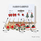 Racing Red 6 Pairs/Set Christmas Tree Wreath Bell Bow Knot Earring Set