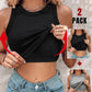 2 Piece Built in Bra Crewneck Tank Top Terry Towelling Lined Sleeveless Slim Fit Layering Shirt Tops