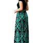 Colorblock Floral Print Round Neck Short Sleeve Dress Casual Pocket Design A Line Maxi Dress