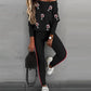 2 Piece Christmas Wine Glass Pattern Contrast Sequin Top Casual Pants Tracksuit Set