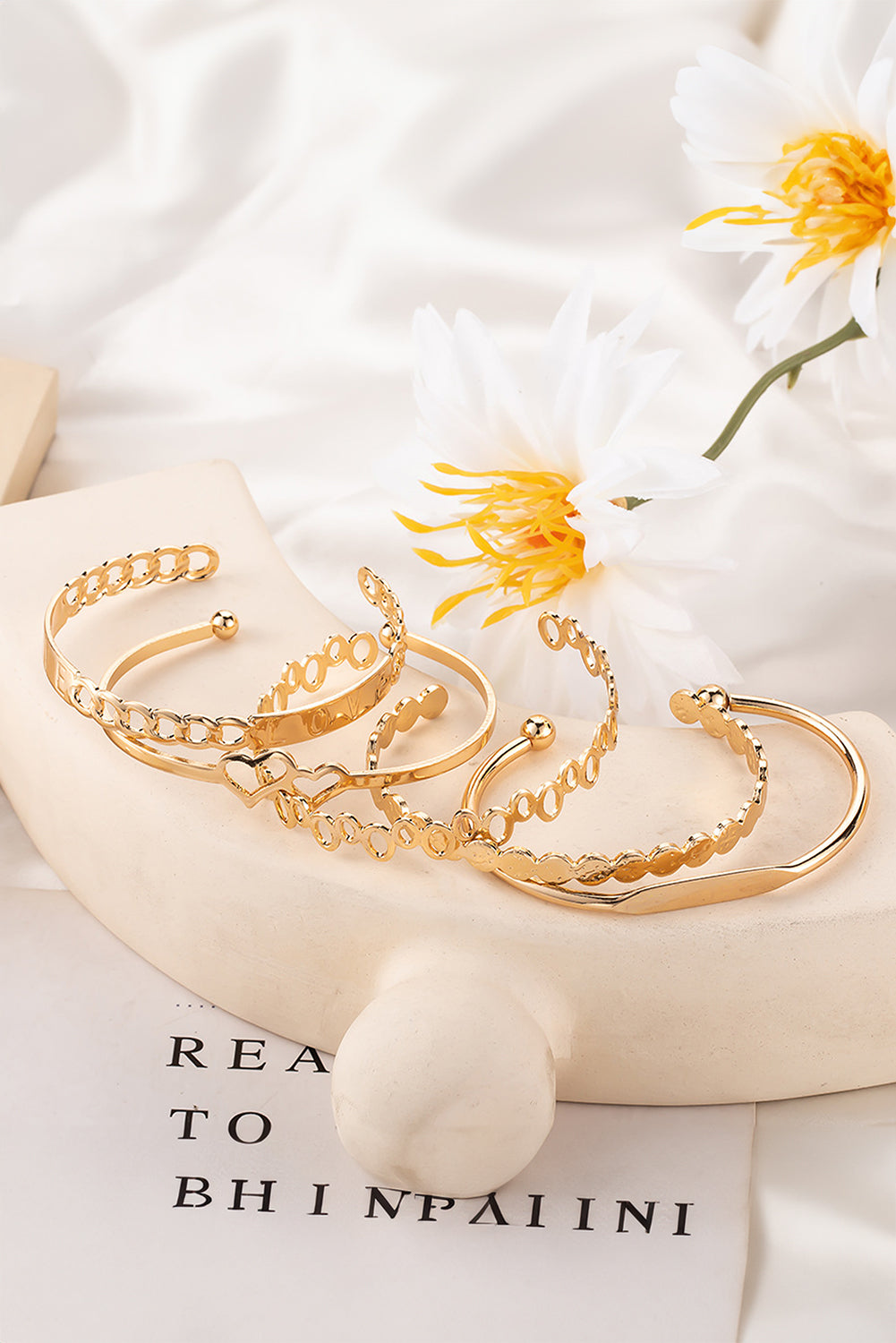 Gold Plated Valentines Bracelet 5pcs Set