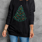 Black Rhinestone Christmas Tree Graphic Pullover Sweatshirt