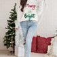 White Tinsel Merry and Bright Graphic Christmas Sweater