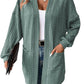 Canton Textured Knit Side Pockets Open Front Cardigan